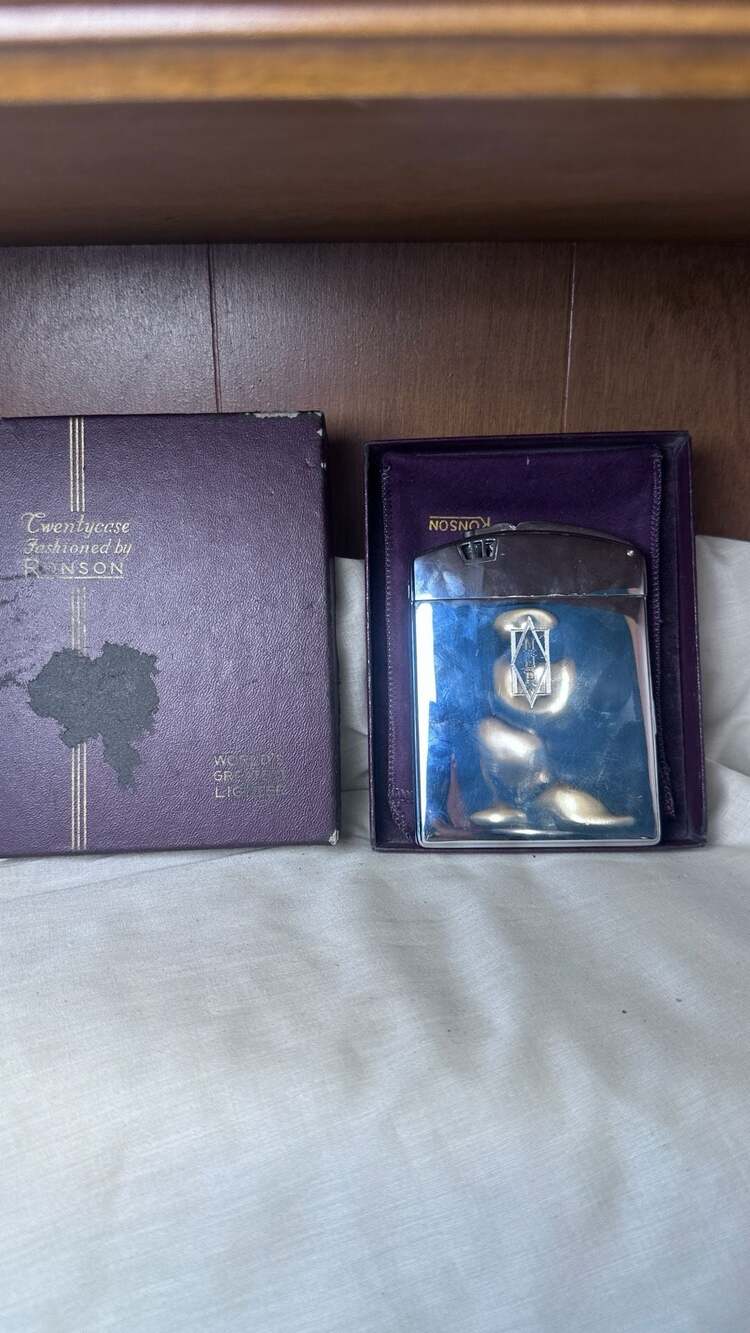 Ronson Twentycase Vintage Art Deco Combination Cigarette Case and Lighter with